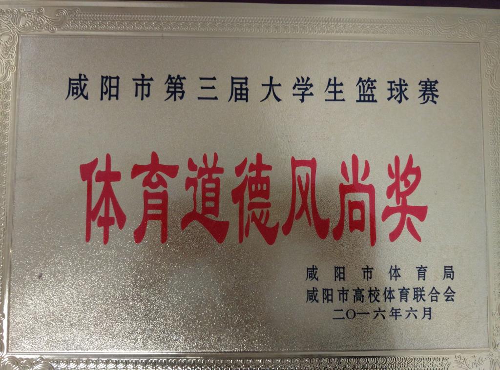 咸阳市第三届大学生篮球赛体育道德风尚奖