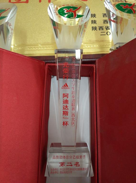 ​12年阿迪达斯杯大学生跆拳道男子品势团体第二名