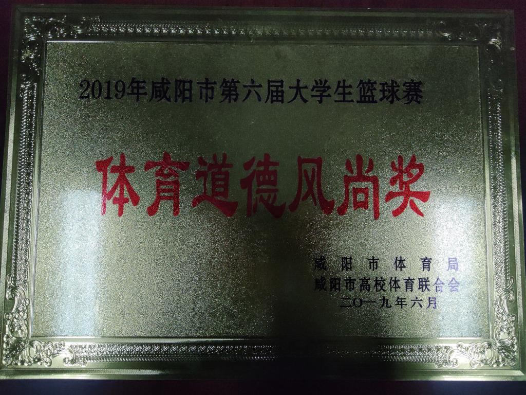 2019年咸阳市第六届大学生篮球赛体育道德风尚奖
