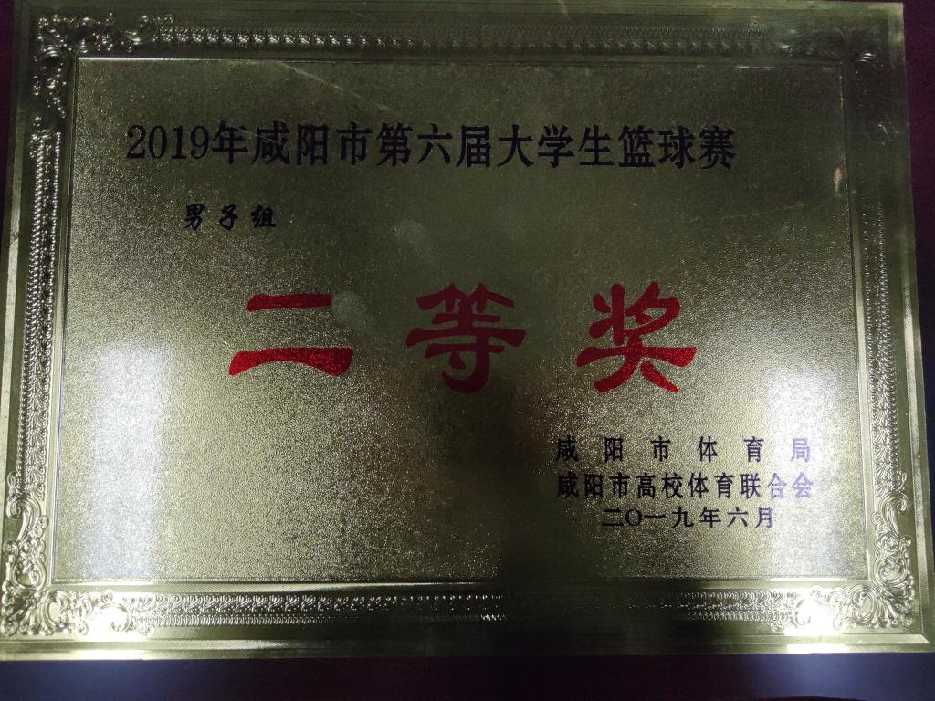 2019年咸阳市第六届大学生篮球赛男子组二等奖